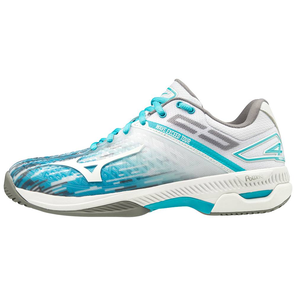 Womens Mizuno Wave Exceed Tour 4 AC Tennis Shoes Blue/White Philippines (XMLBTZ982)